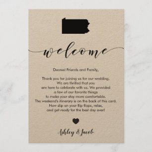 Pennsylvania Wedding Welcome Letter & Itinerary Program