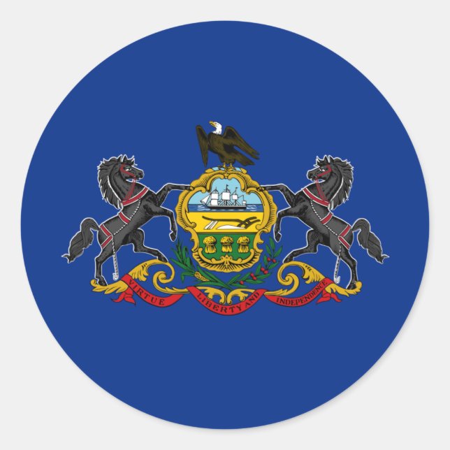 Pennsylvanian Flag, Flag of Pennsylvania Classic Round Sticker (Front)