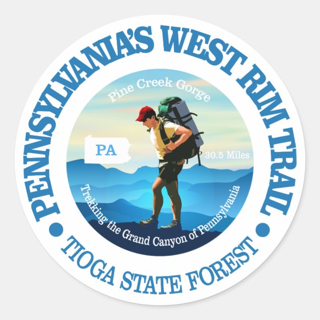 Pennsylvania's West Rim Trail Classic Round Sticker (Front)