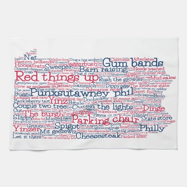 Pennsylvanie USA Slang Word Art Map Serviette de c (Horizontal)