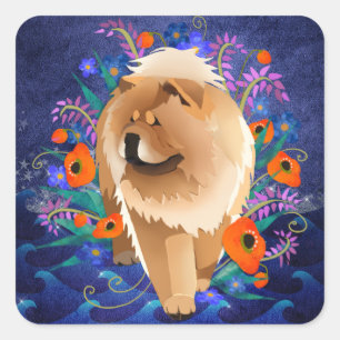 PENNY 4 UR THOUGHTS Chow waves- choose size/style  Square Sticker