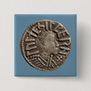 Penny Aethelberht Anglo-Saxon King East Anglia. 2 Inch Square Button