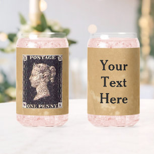 Penny Black Postage Stamp Can Glass