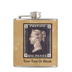 Penny Black Postage Stamp Hip Flask