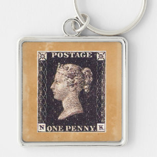 Penny Black Postage Stamp Keychain