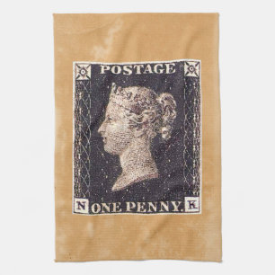 Penny Black Postage Stamp Kitchen Towel