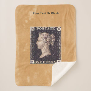 Penny Black Postage Stamp Sherpa Blanket