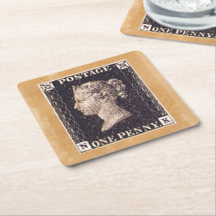 Penny Black Postage Stamp Square Paper Coaster
