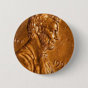 Penny Cents Copper Lincoln 2 Inch Round Button