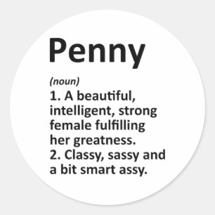 Penny Definition Personalized Name Funny Christmas Classic Round Sticker