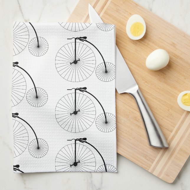 Penny Farthing Bicycle Design Kitchen Towel (Quarter Fold)