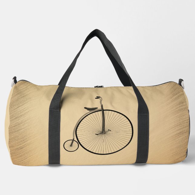 Penny-Farthing High-Wheel Antique Bicycle Rustic Duffle Bag (Front)