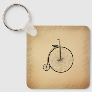 Penny-Farthing High-Wheel Antique Bicycle Rustic Keychain