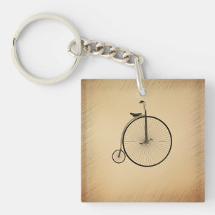 Penny-Farthing High-Wheel Antique Bicycle Rustic Keychain