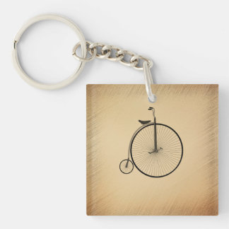 Penny-Farthing High-Wheel Antique Bicycle Rustic Keychain