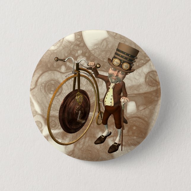 Penny Farthing Steampunk 2 Inch Round Button (Front)