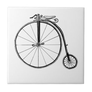 Penny Farthing Vintage Bicycle Illustration Tile