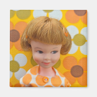 Penny Flower Power Yellow and Olive Green Magnet
