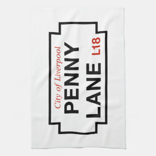 Penny Lane, Street Sign, Liverpool, UK Kitchen Towel