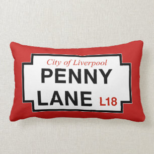 Penny Lane, Street Sign, Liverpool, UK Lumbar Pillow