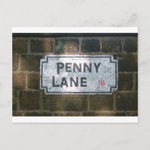Penny Lane Street Sign, Liverpool UK Postcard