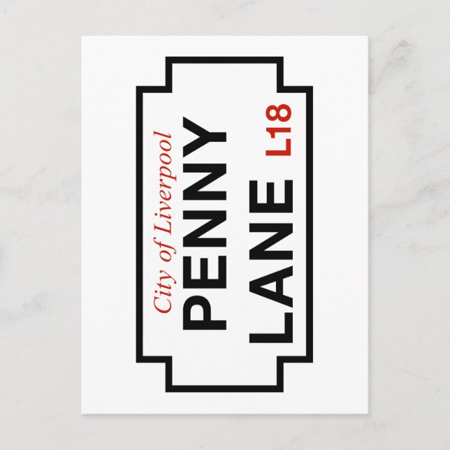 Penny Lane, Street Sign, Liverpool, UK Postcard (Front)