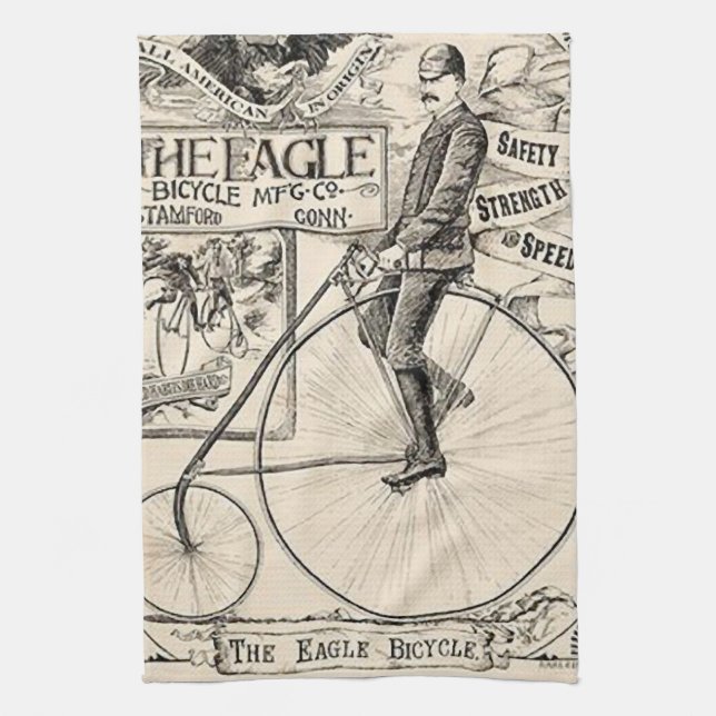Pennyfarthing Old' Timey Victorian Bicycle Ad Kitchen Towel (Vertical)