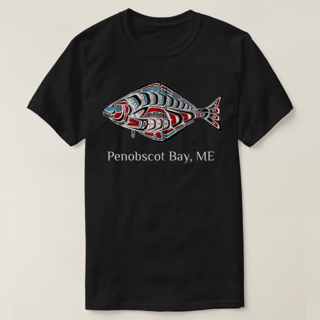 Penobscot Bay Maine Coast Halibut Fisherman Native T-Shirt (Design Front)
