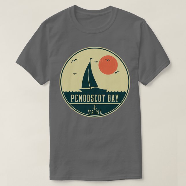 Penobscot Bay Maine Sailing Design T-Shirt (Design Front)