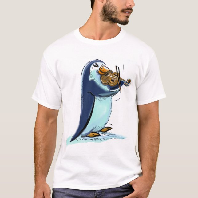 penquin violin player T-Shirt (Front)