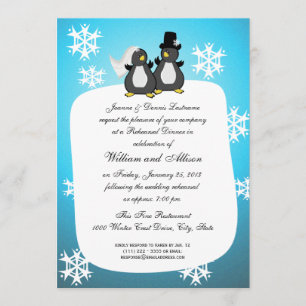 Penquin Wedding Rehearsal Dinner Invitation