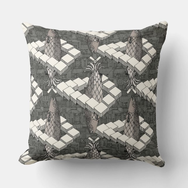 penrose salmon mono throw pillow (Front)
