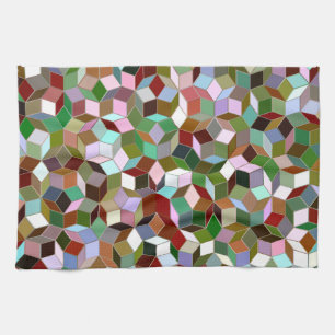 Penrose Tiling Kitchen Towel, Dark Neutral Colours Towel