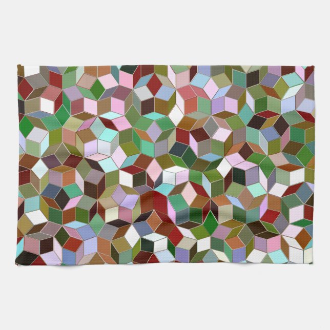 Penrose Tiling Kitchen Towel, Dark Neutral Colours Towel (Horizontal)