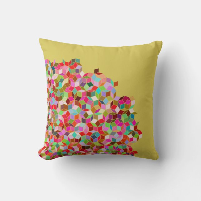 Penrose Tiling Pillow (Pink and Beige) (Front)
