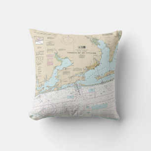Pensacola Bay and Approaches Nautical Chart 11382 Throw Pillow