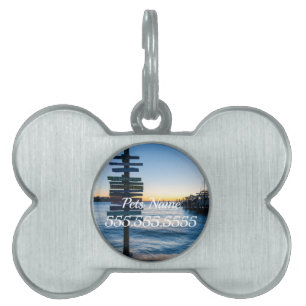 Pensacola Bay Sign Sunset By Dock Pet Tag