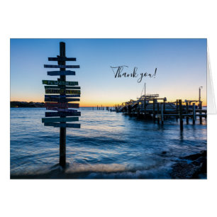 Pensacola Bay Sign Sunset By Dock Thank You Card