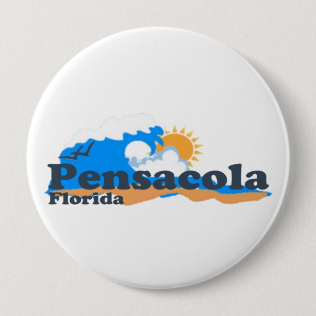 Pensacola Beach. 4 Inch Round Button (Front)