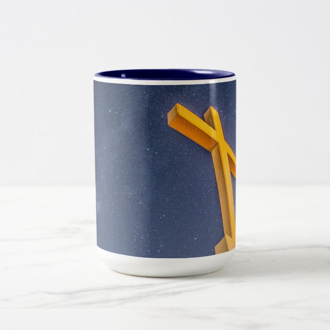 Pensacola Beach Cross with Milky Way Two-Tone Coffee Mug (Center)