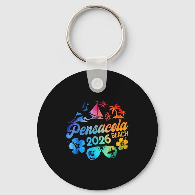 Pensacola Beach Florida 2026 Vacation Tie Dye Summ Keychain (Front)