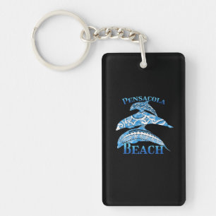 Pensacola Beach Florida Vacation Tribal Dolphins Keychain