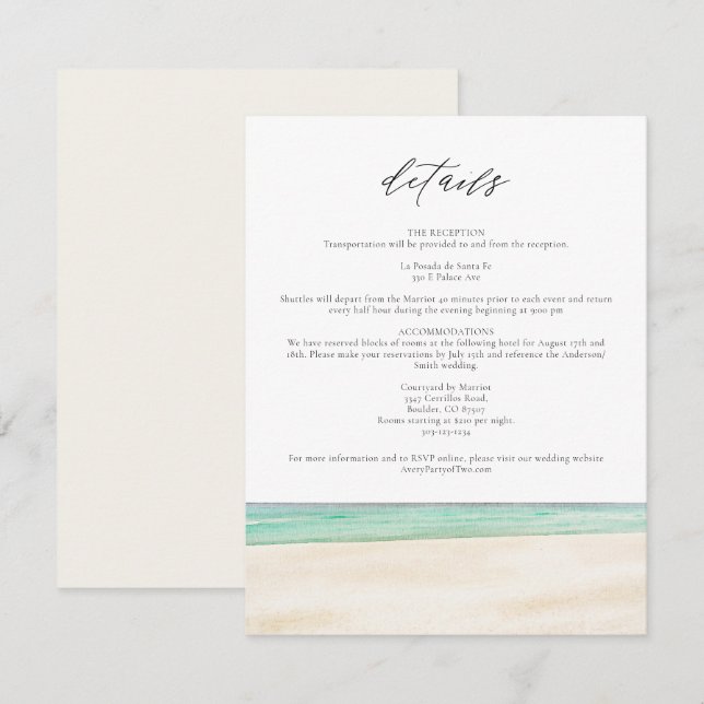 PENSACOLA BEACH Watercolor Florida Details Card (Front/Back)