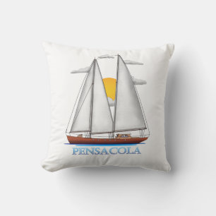 Pensacola Coastal Nautical Sailing Sailor Throw Pillow