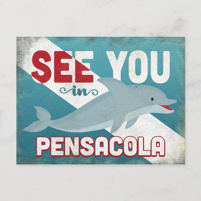 Pensacola Dolphin - Retro Vintage Travel Postcard (Front)