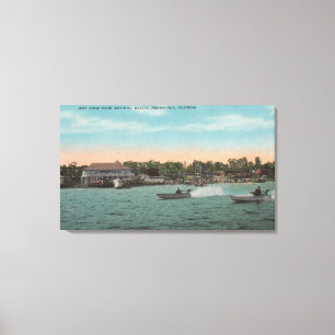 Pensacola, FL - Bay View of Beach w/ Speed Canvas Print