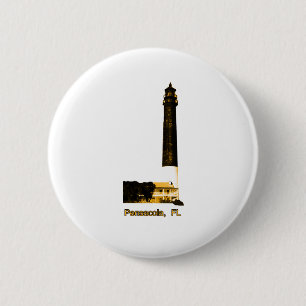 Pensacola FL Lighthouse Gold The MUSEUM Zazzle Gif 2 Inch Round Button