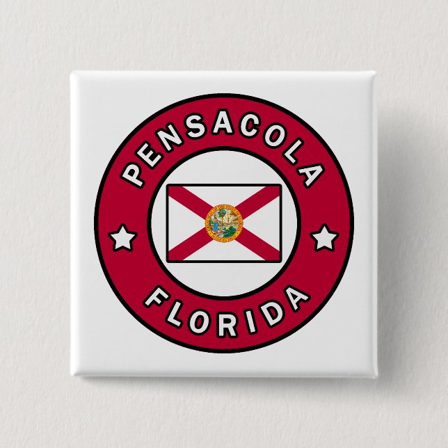 Pensacola Florida 2 Inch Square Button (Front)