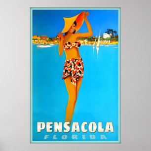Pensacola Florida Escambia County Travel Poster