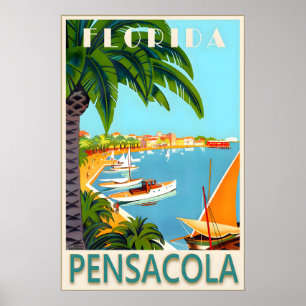 Pensacola Florida Escambia County Travel Poster